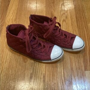 Maroon mid high converse sneakers